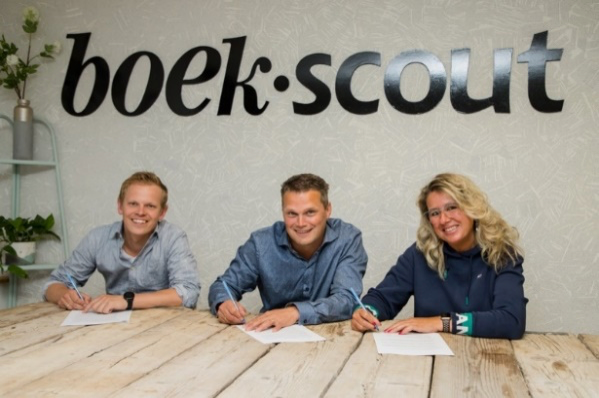 De eigenaren van Boekscout: Erwin de Haan, Gert en Myriam van de Beek.